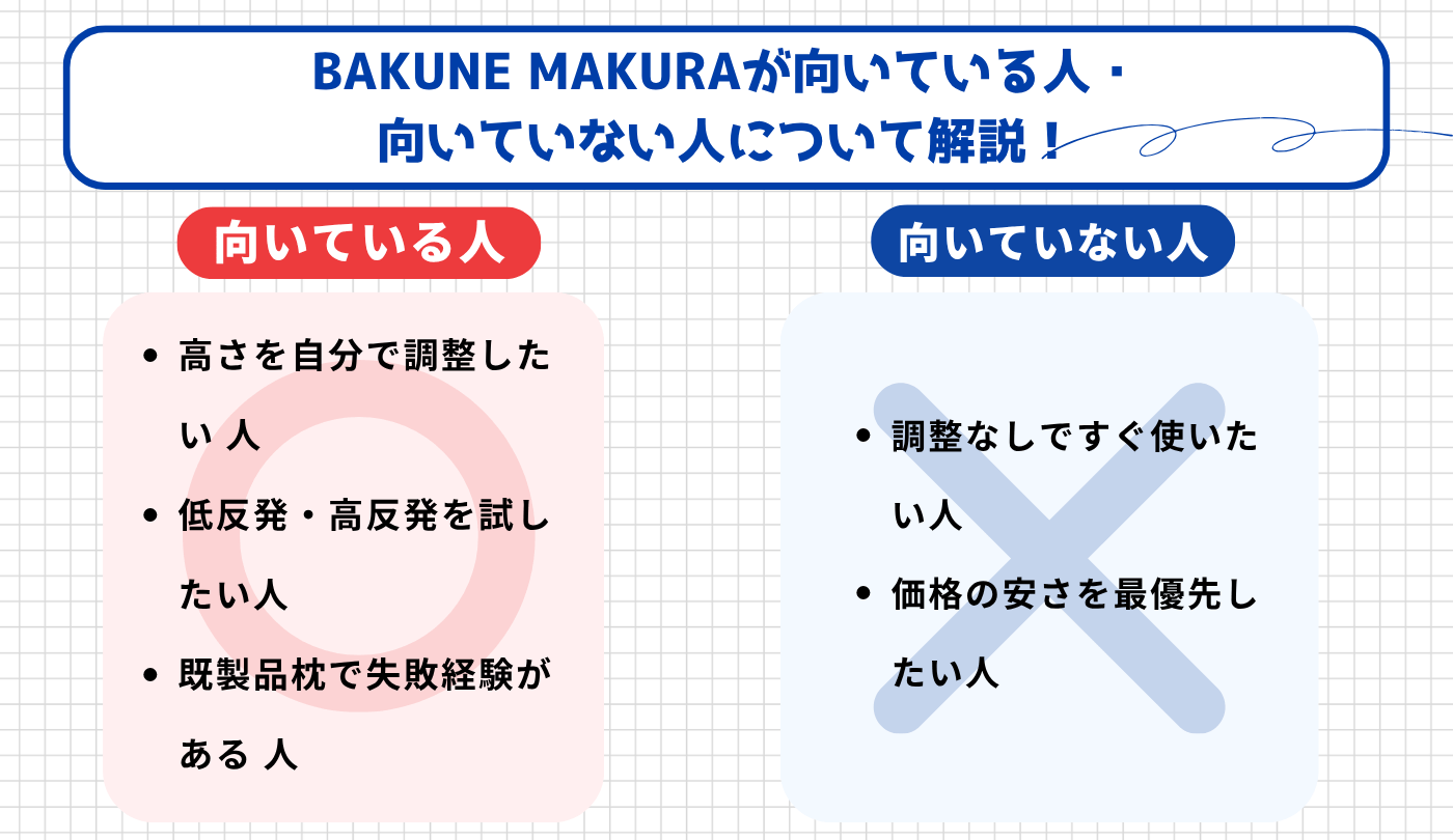 TENTIALの枕BAKUNE MAKURAはどんな人に向いている？