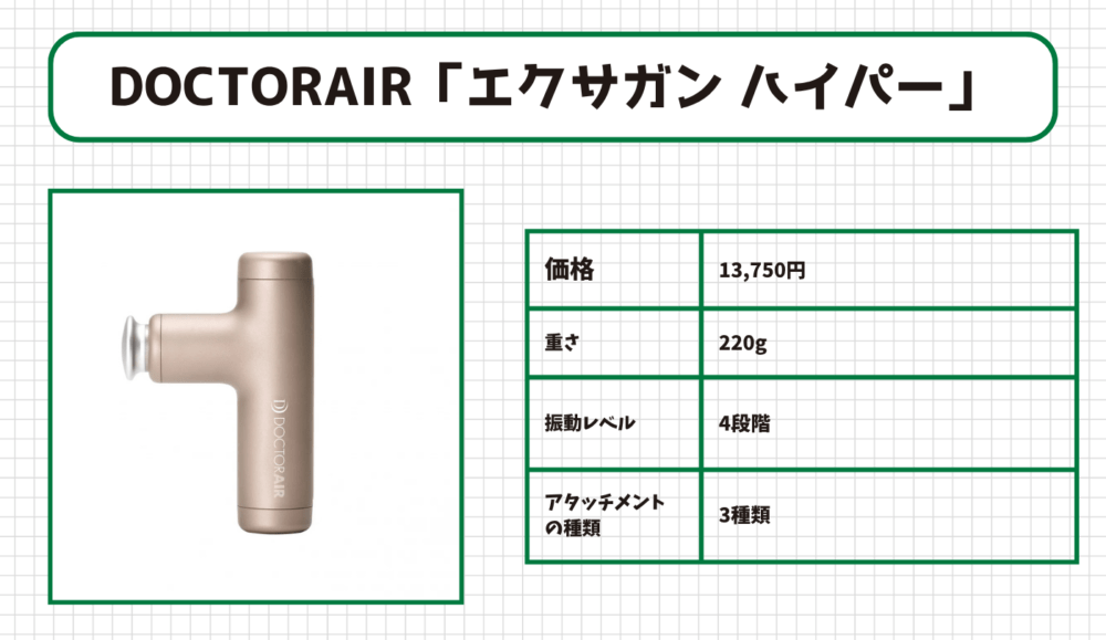 ドンキホーテのマッサージガンおすすめ6位:DOCTORAIR「エクサガン ハイパー 」