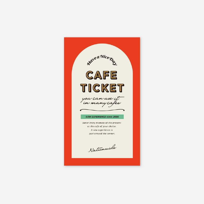 バレンタインのプレゼント10：SOW EXPERIENCE カフェチケット（全国版）