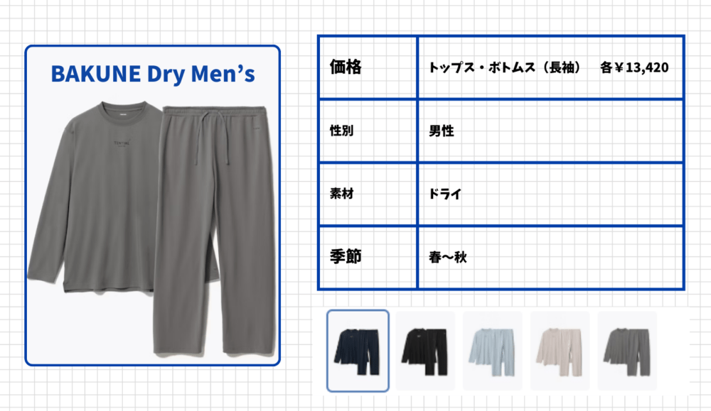TENTIALのリカバリーウェア「BAKUNE DRY」の特徴は？