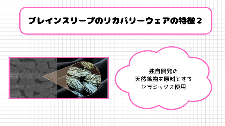 ブレインスリープのリカバリーウェアの特徴２．独自開発の天然鉱物を原料とするセラミックス使用
